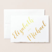 Gold Folie Engagement Party Uitnodiging Fotonamen (Voorkant met envelop)