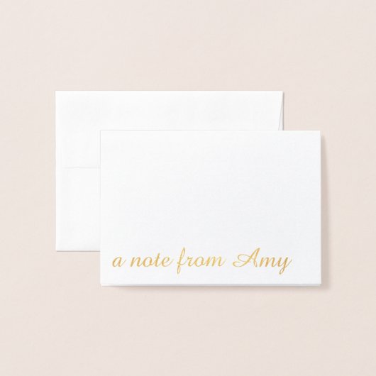 Gold Folie Gepersonaliseerde Note Kaart (Voorkant met envelop)