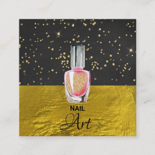 *~* Gold Folie Gouden Glitter Nail Art Polish Vierkante Visitekaartje (Voorkant)