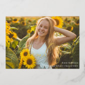 Gold Folie Kalligrafie Afstuderen Foto Dank u Folie Uitnodiging (Voorkant)