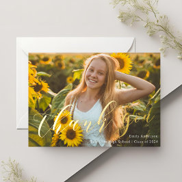 Gold Folie Kalligrafie Afstuderen Foto Dank u Uitnodiging