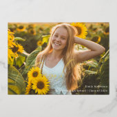 Gold Folie Kalligrafie Afstuderen Foto Dank u Uitnodiging (Voorkant)