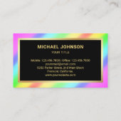 Gold Folie Kleurrijke Regenboog Hoofdtelefoon Muzi Visitekaartje (Achterkant)