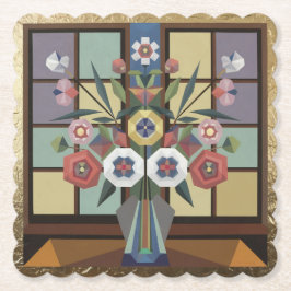 Gold Folie Kubist Art Flowers Onderzetter Set