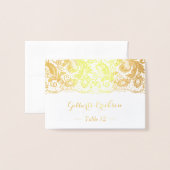 Gold Folie Lace Bloemen Tafel Plaats Escort Kaart (Voorkant met envelop)