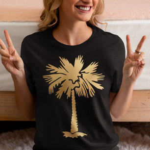 Gold Folie Look Palm Tree Summer Beach Tri-Blend Shirt