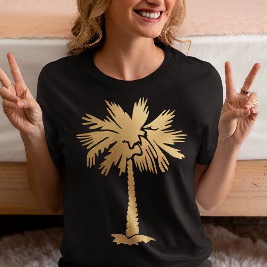Gold Folie Look Palm Tree Summer Beach Tri-Blend Shirt