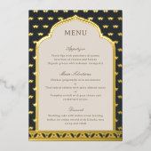 Gold Folie Lotus Flower Indian Wedding Menu Kaart (Voorkant)