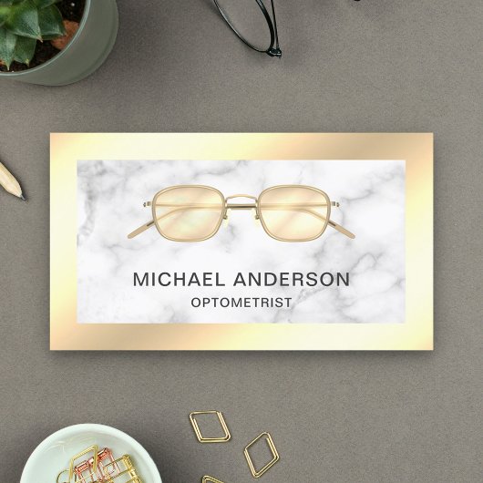 Gold Folie Marmeren Brillen Oogarts Optometrist Visitekaartje