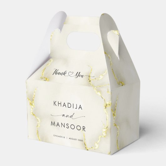 Gold Folie Marmeren Textuur Trouwen Dank u Bedankdoosjes (Voorkant Zijde)