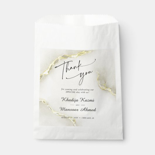 Gold Folie Marmeren Textuur Trouwen Dank u Bedankzakje (Voorkant)