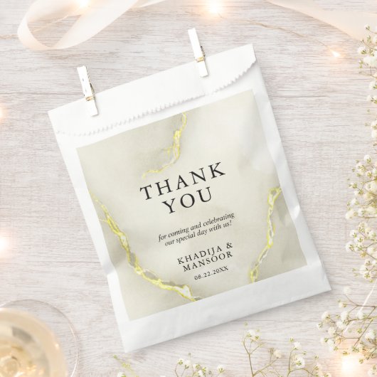Gold Folie Marmeren Textuur Trouwen Dank u Bedankzakje (Geknipt)