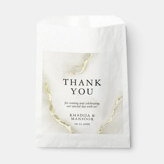 Gold Folie Marmeren Textuur Trouwen Dank u Bedankzakje (Voorkant)