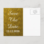 Gold Folie Monogrammed Bewaar de datum Aankondigingskaart (Achterkant)