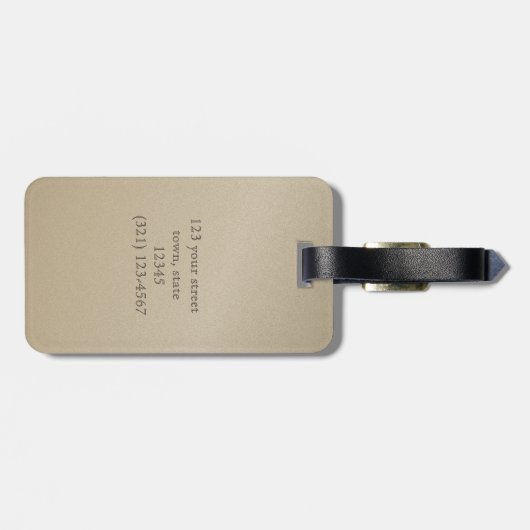 Gold Folie Olifant Elegant Zandsteen Monogrammed Bagagelabel (Achterkant horizontaal)