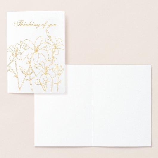 Gold Folie Outline Lelies Bloemen Denken aan jou Folie Kaarten (Display)