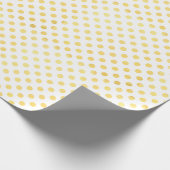 Gold Folie Polka Dots Modern Holiday Wit Metallic Cadeaupapier (Hoek)