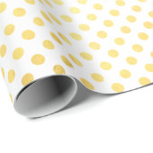 Gold Folie Polka Dots Modern Holiday Wit Metallic Cadeaupapier (Rol Hoek)