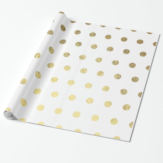 Gold Folie PolkaDot inpakpapier (Uitgerold)