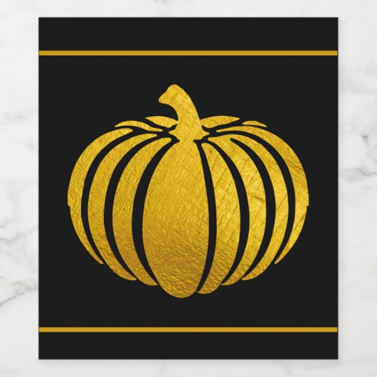 Gold Folie Pompoen Wijnfles Etiket (Enkel label)