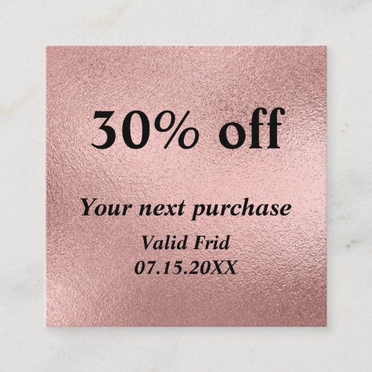 Gold Folie QR Code Loyalty Kortingsbonussen Kaarte Kortingskaartje (Voorkant)