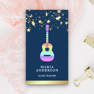 Gold Folie Rainbow Gitaar Muziek Leraar Gitarist Visitekaartje