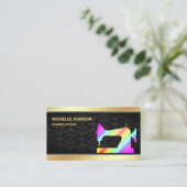 Gold Folie Regenboog Naaimachine Mode Stylist Visitekaartje (Staand voorkant)