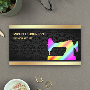 Gold Folie Regenboog Naaimachine Mode Stylist Visitekaartje