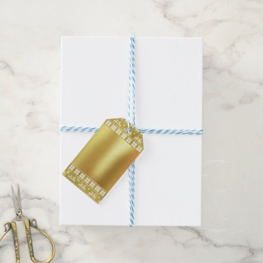 Gold Folie Rendier en Snowflake Patroon Gift Label Cadeaulabel (Met Touw)
