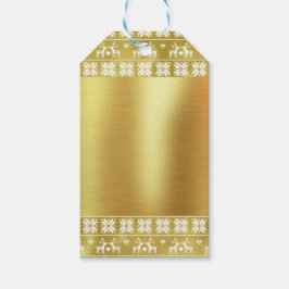 Gold Folie Rendier en Snowflake Patroon Gift Label Cadeaulabel