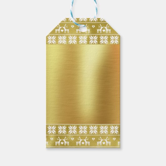 Gold Folie Rendier en Snowflake Patroon Gift Label Cadeaulabel (Voorkant)