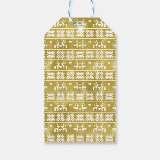 Gold Folie Rendier en Snowflake Patroon Gift Label Cadeaulabel (Achterkant)