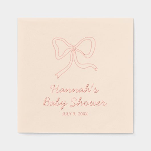 Gold Folie Roze Coquette Bow Baby shower servetten (Voorkant)