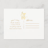 Gold Folie Roze Zwart Modern Script Save the Date Aankondigingskaart (Achterkant)