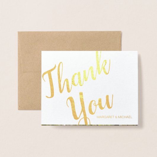 Gold Folie Rustic Pine Mountain Dank u Folie Kaarten (Voorkant met envelop)