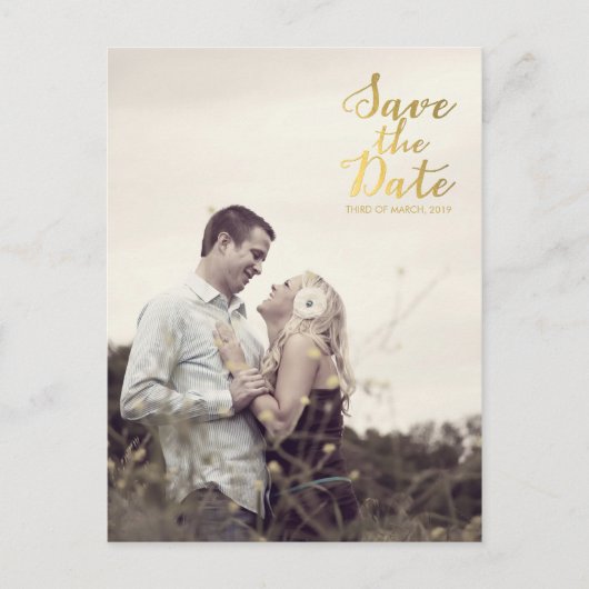 Gold Folie Save the Date Typography Aankondiging (Voorkant)