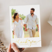 Gold Folie Script Trouwfoto Dank u kaarten