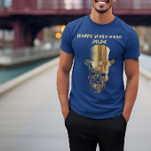 Gold Folie Skull Top Hat Halloween T-shirt