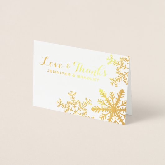 Gold Folie Snowflakes Winter Wedding Dank u Folie Kaarten (Voorkant)