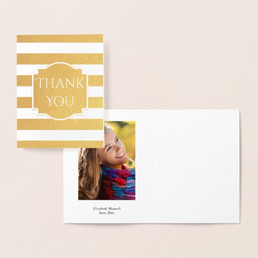 Gold Folie Stripes Afstuderen Dank u Foto Kaarten (Display)