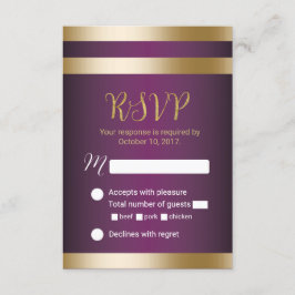 Gold Folie Stripes Elegante Paarse bruiloft RSVP