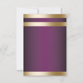 Gold Folie Stripes Elegante Paarse bruiloft RSVP (Achterkant)