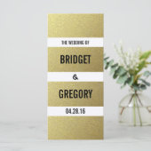 Gold Folie Stripes Trouwprogramma's Programmakaart (Staand voorkant)