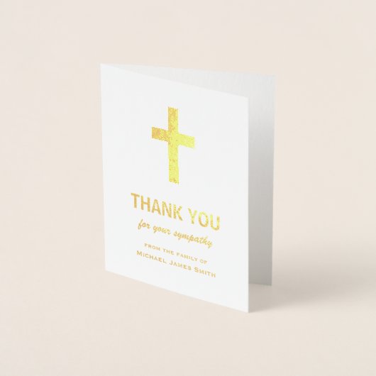 Gold Folie Sympathie Bedankt Kaart met Kruis (Voorkant)