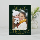 Gold Folie Tekst Vrolijke Kerst Kaart (Staand Voorkant)