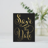 Gold Folie Typografie Save the Date Briefkaart (Staand voorkant)