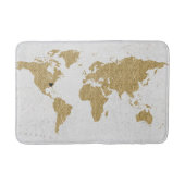 Gold Folie Wereldkaart Custom Verplaatsbaar Hart L Badmat (Voorkant)