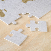 Gold Folie Wereldkaart Custom Verplaatsbaar Hart L Legpuzzel (Zijkant)