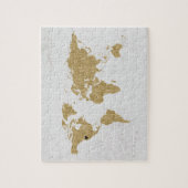 Gold Folie Wereldkaart Custom Verplaatsbaar Hart L Legpuzzel (Verticaal)