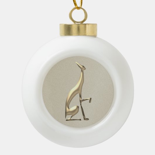 Gold Folie Windhond Eenvoudige Elegante Classy Keramische Bal Ornament (Voorkant)